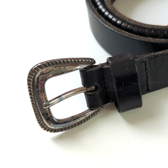 Relic 90's Vintage Motif Square Concho & Woven Genuine Leather Belt Black Large - Picture 2 of 8